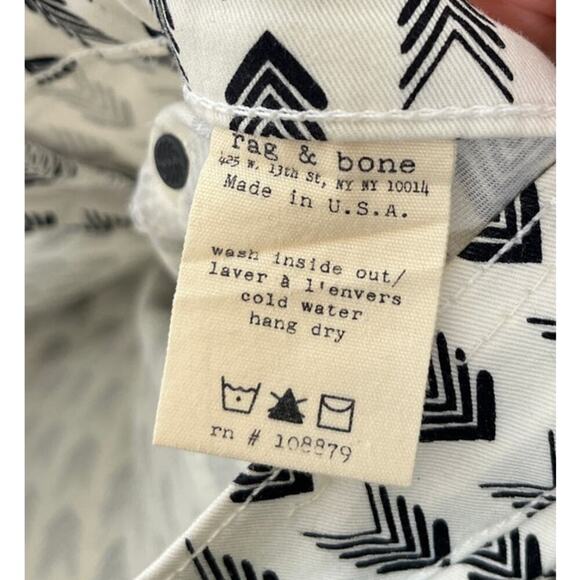 Rag & Bone For Intermix White/Black Arrow Tuxedo Stripe Boho Hipster sz 29 - Picture 7 of 12